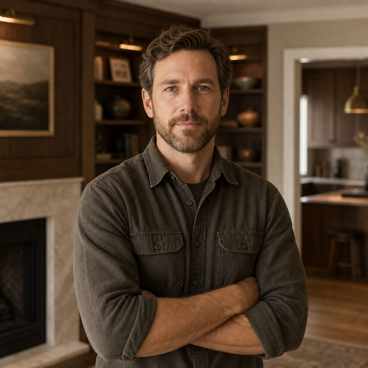Portrait of Davis Reade, lead carpenter in a finished interior