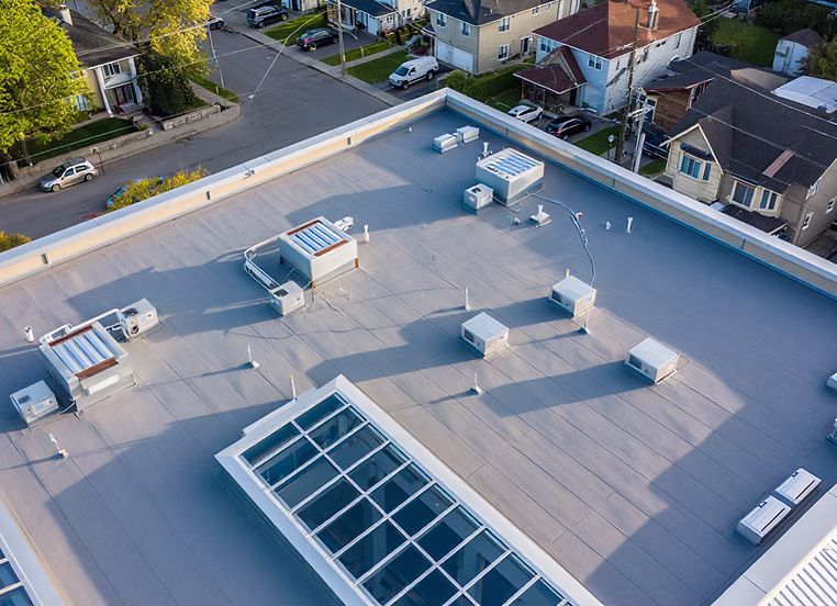 Commercial flat roofing project